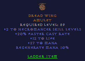 Dread Wing - 2 Necromancer 20 FCR