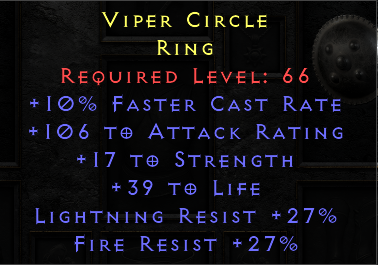 Viper Circle - 10 FCr 10 6 AR 17 Str 39 Life 27 LR 27 FR - Non Ladder