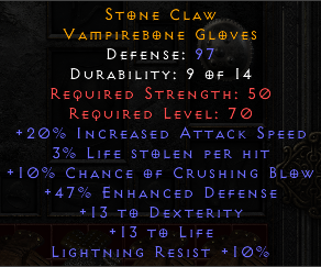 Stone Claw Gloves - 20 IAS 10 CB