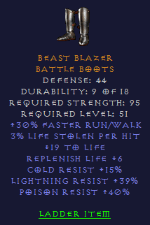 Beast Blazer - 30 R/w, Replenish Life Tri Res - Boots