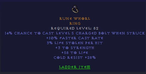 Rune Whorl - 10 FCR 58 Life 28 CR 3 STR