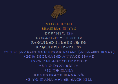 Skull Hold - 2/20 Javazon 8 Dexterity 3 MAEK - Gloves