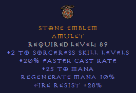 Stone Emblem - Sorceress Amulet