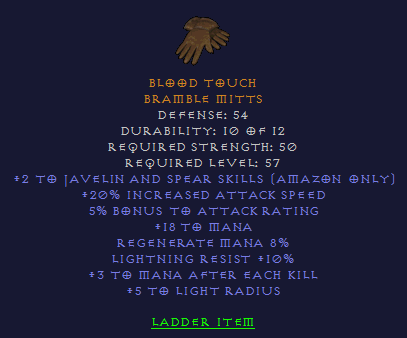 Blood Touch - 2/20 Javazon 3 MAEK - Gloves