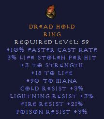 Dread Hold - FCR Mana All Resist - Ring