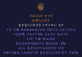 Eagle Eye - Barbarian Amulet