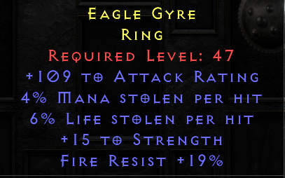 Eagle Gyre - 109 Attack Rating 4 ML 6 LL 15 Strength 19 FR - Non Ladder