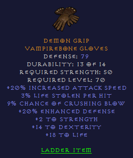 Demon Grip - 20 IAS 9 CB 2 STR 14 Dex