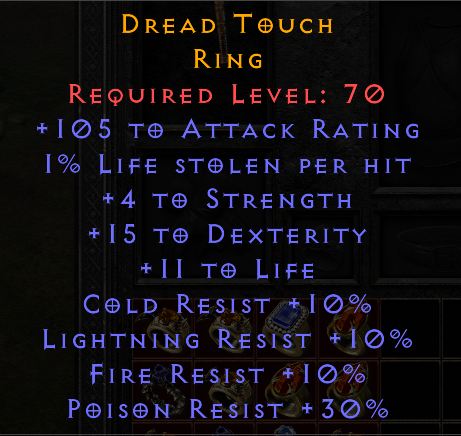 Dread Touch - STR Dex All Resist