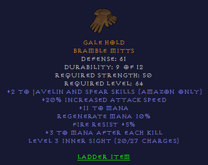 Gale hold - 2/20 Javazon 3 MAEK Gloves