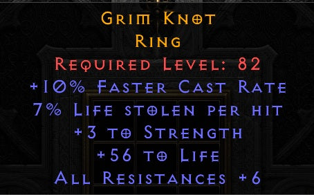 10 FCR 3 Strength 56 Life 6 All Resistances - Ring - Ladder