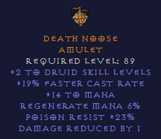 Death Noose - 2 Druid 19 FCR 23 PR - Amulet