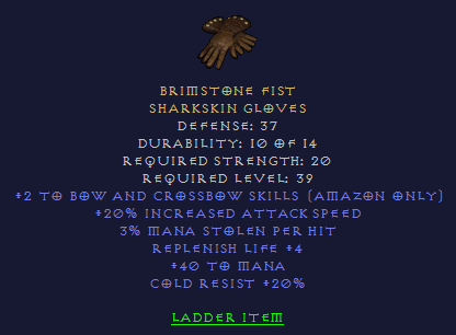 Brimstone Fist - 2/20 Bowazon 3 ML 40 Mana 20 CR