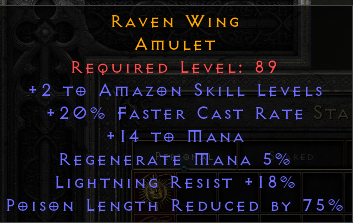 Raven Wing - 2 Amazon 20 FCR LR PLR - Amulet