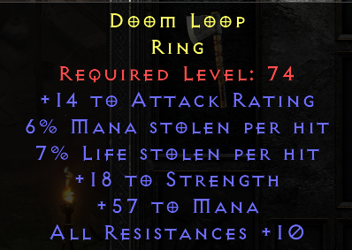 Doom Loop - Dual Leech STR Mana All Resist - Ring