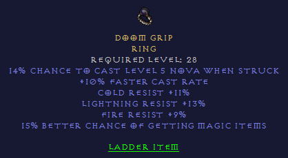 Doom Grip - 10 FCR 11 CR, 13, LR 9, FR, 15% MF