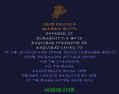 Grim Knuckle 2/20 Javazon 10 STR - 25% PLR