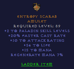 Entropy Scarab - 2 Paladin 20 FCR 54 Life