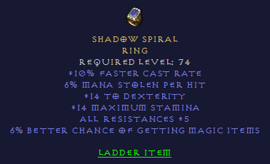 Shadow Spiral - FCR ML Dex All Resist MF - Ring