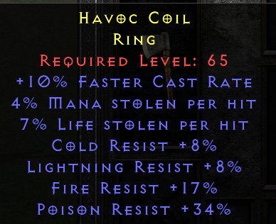 Havoc Coil - Dual Leech FCR All Resist - Ring