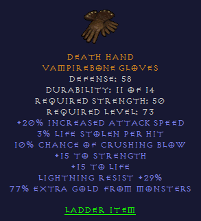 Death Hand - 20 IAS 10 CB 15 STR 29 LR - Gloves