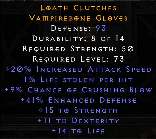 Loath Clutches - 20% IAS 9% Crushing Blow 15 Strength 11 Dexterity