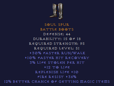 Crafted Battle Boots 30/10 Fire Res Magic Find