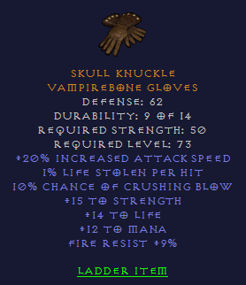 Skull Knuckle - 20 IAS 10 CB 15 STR - Gloves