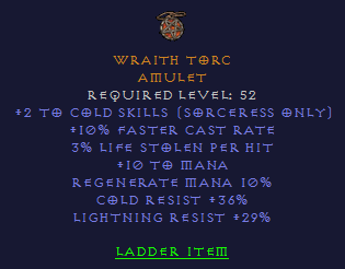 Wraith Torc - 2 Cold 10 FCR 36 CR 29 LR