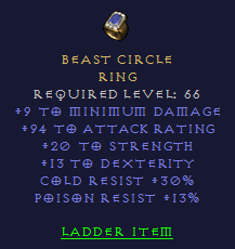 Beast Circle - 9 Min AR STR DEX CR PR