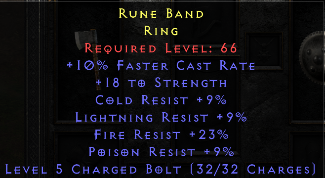 Rune Band - 10 FCR 18 STR 9 All Resist 23 FR