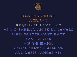 Death Gorget - Barbarian Amulet