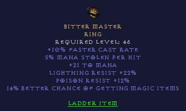 Bitter Master - FCR ML Mana LR PR MF - Ring