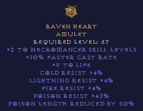 Raven Heart - Necromancer Amulet