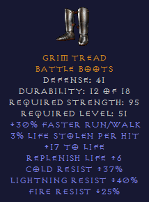 Boots 30 FRW Tri Res 3 Life Steal
