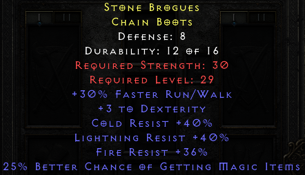 Stone Brogues Boots - 116 Resist total(fire/cold/Light)