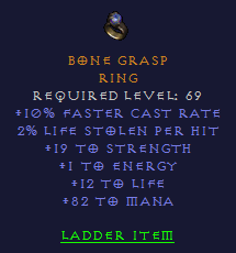 Bone Grasp  - FCR STR Mana - Ring