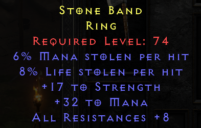 Stone Band - Dual Leech STR Mana All Resist - Ring