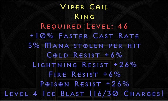 10 FCR 5 ML 6 all resist 26 Light Resist 26 Poison Resist - Ring - Ladder