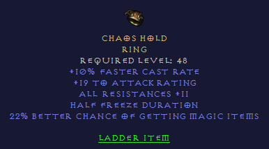 Chaos Hold - FCR 11 All Resist 22% MF - Ring