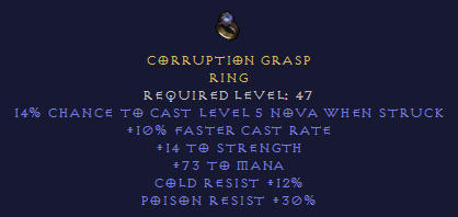 Corruption Grasp - FCR STR Mana PR CR - Ring