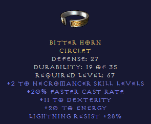 Bitter Horn Circlet - Necro