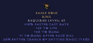 Eagle Hold - FCR 20%MF MAEK Life Mana - Ring