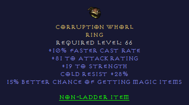 Corruption Whorl - FCR 15% MF 19 STR 28 Cold Resist