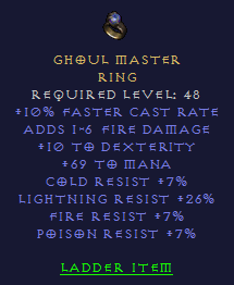 Ghoul Master - FCR Dex Mana All Resist 26 LR