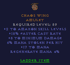 Chaos Wing - 2 Amazon 18 FCR 6 ML - Amulet