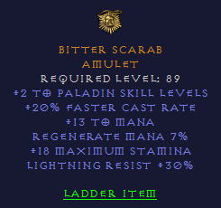 Bitter Scarab - 2 Paladin 20 FCR 30 LR