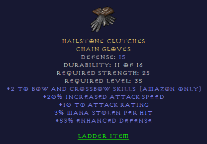 Hailstone Clutches  2/20 Bowzon 3 ML - Gloves