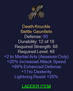 Death Knuckle - 2 MA 20 IAS 11 Dex 28 LR