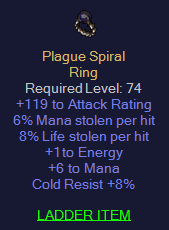 Plague Spiral - 119 AR 6% ML 8% LL - Ring
